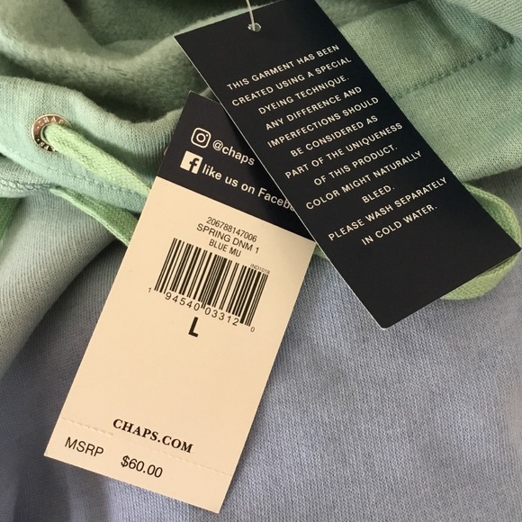 Chaps Spring Denim Blue Cowl Neck Ombré Sweatshirt - Picture 2 of 7